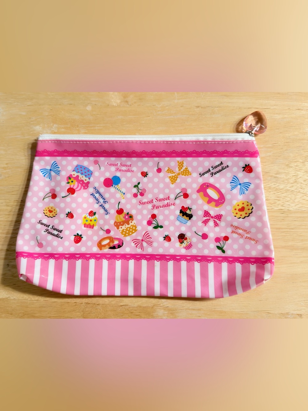 Sweet Sweet Paradise Pink Kawaii Dessert Cosmetic Makeup Bag Pouch
